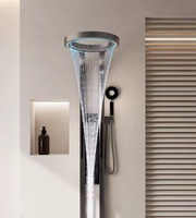 Design de mode multifonction lumière LED panneaux de douche au plafond salle de bain mural étanche ensemble de robinet de douche à effet pluie