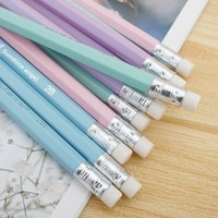 Macaron-Crayons Hexagonal Écologique 2B 12 Pièces Par Boîte Livré Taille-Crayon Gomme École Primaire