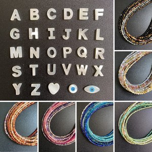 Joyería Bohemia, cuentas de piedra de cristal con piedras preciosas, <span class=keywords><strong>nombre</strong></span> personalizado, colgante del alfabeto inicial, collar con letras de concha Natural para mujer - Product Image 3