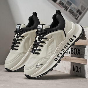 2025 primavera Sneakers sportive Casual da <span class=keywords><strong>uomo</strong></span> scarpe da passeggio Trendy Design papà altezza crescente maglia superiore stringata morbida Sole moda - Product Image 4