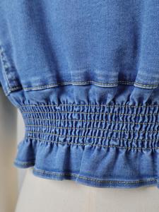 Women's Custom Made <b>Cropped</b> <b>Denim</b> <b>Jacket</b> Full Sleeve Button Plain Custom Made Wholesale Regular Breathable Women <b>Denim</b> <b>Jackets</b> - Product Image 4
