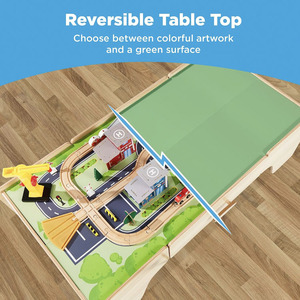 Best Choice Products Large 50in 70-Piece <strong>Train</strong> <strong>Table</strong>, Multipurpose Wooden Toy Activity Play for Children W/Tracks, Reversible - Product Image 3