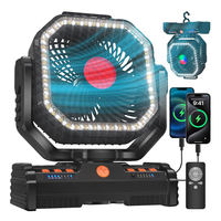 Ventilateur de camping extérieur F16, 40000 mAh, rechargeable, en plastique, commande mécanique avec éclairage RGB, ventilateur portable USB pour tente