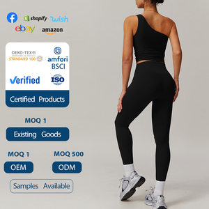 2025 nouveau sans couture amovible simple épaule Yoga gilet taille haute hanche levage <span class=keywords><strong>Compression</strong></span> Leggings ensemble poche imprimé motif - Product Image 4