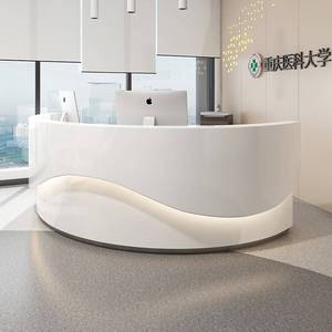 CHILLCHAN Reception Desk Lacquer with Gold Trim Modern Design Beauty Salon Front Counter Office Lobby Hotel - Product Image 2