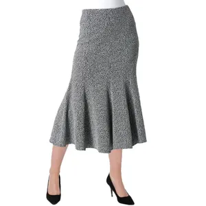 2024 New Arrival High Waisted Women's Party Midi Skirt Solid Color Sequin Knitted Jersey Fabric for Spring Summer Autumn