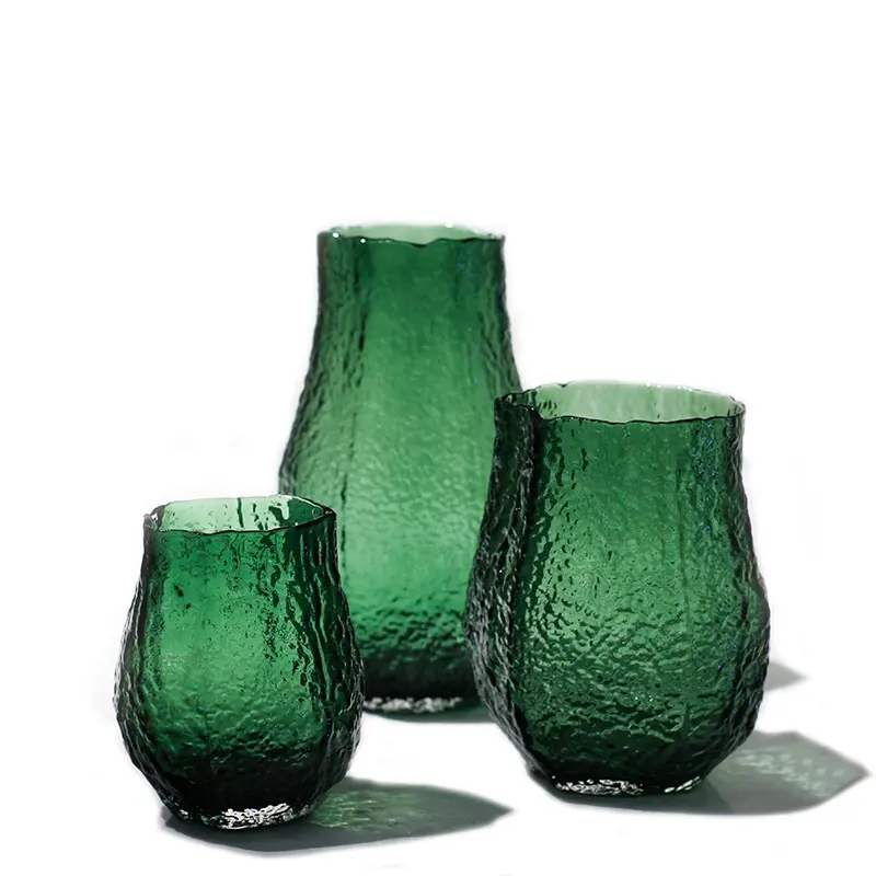 แจกันแก้วเนื้อกระเพื่อมขนาดเล็กสีเขียว,ของขวัญตกแต่งบ้านงานแต่งงานแนวนอร์ดิกทันสมัย