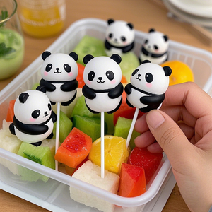 Mini Panda Animal jetable bâton de fruits en plastique Transparent couleur fourchette écologique Dessert gâteau brochette accessoires choix alimentaires - Product Image 3