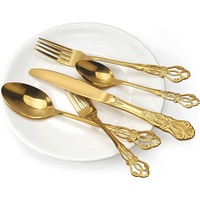 En Gros Ensemble de Couverts de Luxe Poignée Antique en Acier Inoxydable Argenterie Vintage Service de Table pour Banquet en Argent et Or pour Mariage