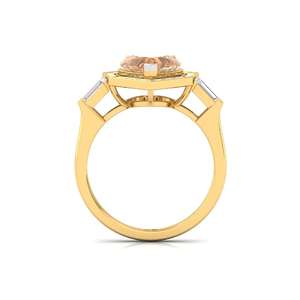 Anillo de Lujo Chapado en Oro de 10K con Diamante CVD Corte Corazón Radiante Color Durazno para Compromiso, Boda o Aniversario de Mujer - Product Image 2