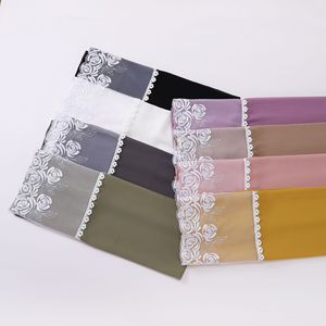 Customizable Solid Color <strong>New</strong> <strong>Style</strong> Rose Design Lace High Quality Chiffon Muslim Long <strong>Hijab</strong> - Product Image 3