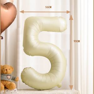 Calcomanía de dígitos de Color crema de 42 pulgadas, globo de cumpleaños estereoscópico 3D, configuración de escena de fiesta inflable para numeración - Product Image 5