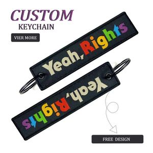 <b>Custom</b> Embroidered Fashion Before Flight Tag Personalized Airplane Logo Keytag Fabric Woven Keychain Ring - Product Image 3