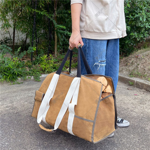Sac de transport en toile imperméable sur mesure avec compartiment intérieur pour le stockage de bois de chauffage en extérieur, sac fourre-tout unisexe multi-usage - Product Image 2