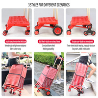 Carrito de compras portátil de plástico súper mercado de mano de empuje plegable