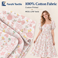 Tissu en coton imprimé numérique personnalisé à motif floral champêtre, doux, 120 g/m², idéal pour robes, chemisiers, quilting et travaux manuels