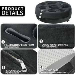 ที่วางแก้วน้ำแบบหมอนสำหรับโซฟา ที่วางเครื่องดื่ม เป็นมิตรกับสิ่งแวดล้อม พกพาสะดวก ผลิตจากโพลีเอสเตอร์ 100% ทรงกลม ใช้เก็บของได้ สำหรับเตียง รถยนต์ และอื่นๆ - Product Image 2