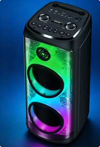 Altavoz Boombox con Luz LED RGB Transparente, Altavoz para Fiestas con <span class=keywords><strong>Doble</strong></span> Subwoofer y Bajos Potentes, con Pantalla Digital - Product Image 1