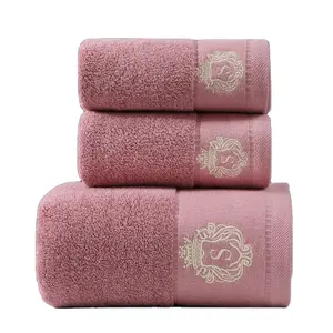 Logo personnalisé luxe qualité doux main visage blanc ensembles de serviettes d'hôtel serviette de bain d'hôtel 100% serviettes en coton égyptien