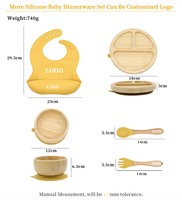Combinaison gratuite nouveauté ensemble de vaisselle pour bébé Silicone bambou bébé assiette ustensiles d'alimentation pour la maison thé Restaurants