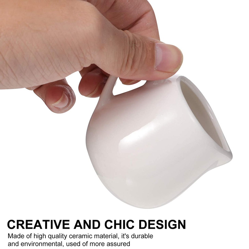Mini Brocca Caffè 100 Ml Brocca Per Latte In Ceramica Bianca | Set Da 2 Mini Creamer Da 100 Ml | Per Caffè, Salse E Sciroppi | Con Manico E Base Antiscivolo Set Brocche Ceramica Bianche