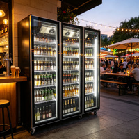 Réfrigérateur commercial vertical de qualité fiable à double porte vitrée pour boissons et vins, avec refroidissement uniforme, idéal pour les restaurants