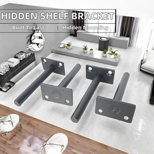 Standard Wall Mount <b>Bracket</b> Single-Side Floating Concealed Hidden Shelf Support Powder Coated BlackHot Sale Support Floating - Product Image 2