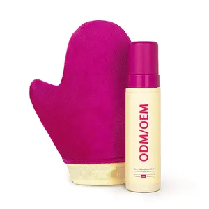 Venta al por mayor personalizado bronceado Mousse vegano falso autobronceado Mousse Etiqueta Privada ligero 100% Natural autobronceado guante