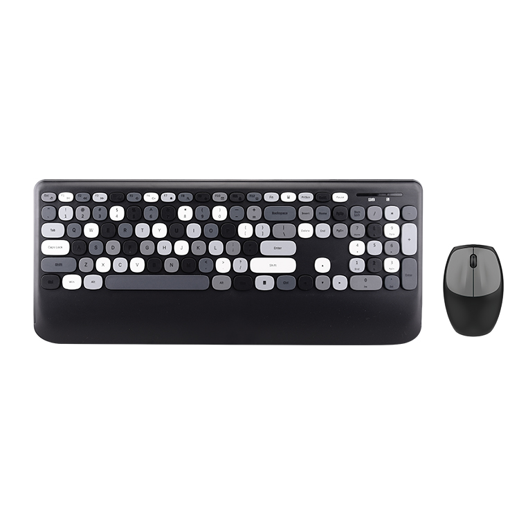 Oem Manufacture Retro Typewriter Keyboard 84 Round Keys Colorful Cute Wireless Wireless Keyboard And Mouse Combo