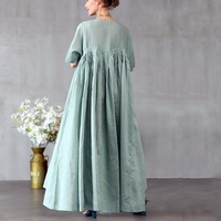 Vestido liso vintage de verano personalizado para mujer, vestido de lino holgado OEM, vestido largo informal maxi de lino para mujer