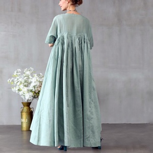 Vestido liso vintage de verano personalizado para mujer, vestido de lino holgado OEM, vestido largo informal maxi de lino para mujer - Product Image 3