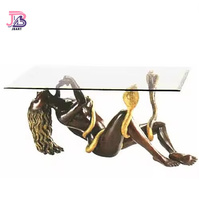 Décoration de salle de restaurant personnalisée Grande table basse de luxe en métal coulé et laiton Base pour femme moderne en bronze Table basse pour hall d'hôtel