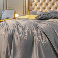 Literie en soie de luxe pour hôtel, drap de lit de mariage brillant et brodé en satin, drap de lit pour dormir nu, ensemble de taies d'oreiller