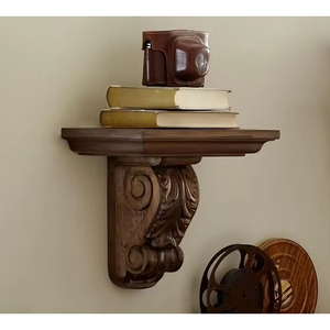 Rustic Wooden Floating Wall <b>Shelf</b> Carved Wall Mounted Display <b>Rack</b> for Bedroom Bathroom Entryway Farmhouse Home Decor - Product Image 2