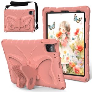 เคสแท็บเล็ตสำหรับเด็ก ป้องกันการกระแทก ลายผีเสื้อ พร้อมขาตั้งและสายสะพายไหล่ สำหรับ iPad 10 11 Air Pro รุ่นอเนกประสงค์ - Product Image 1