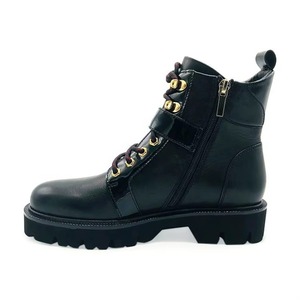 Botas de Tobillo Negras con Punta Redonda, Transpirables e Impermeables, con Soporte de Arco, Logotipo Personalizado, de Cuero para Mujer - Product Image 5