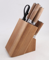 EVERWEALTH-Ensemble de couteaux de chef professionnels en acier inoxydable forgé de 8 pouces, bloc de manche en bois, revêtement antiadhésif écologique