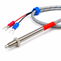 K Type Screw Thermocouple WRNT-02 M6 M8 Thread Stainless Steel Fiberglass Cable Temperature Sensor for Industrial Surface