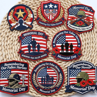 Écussons brodés du drapeau américain pour le Memorial Day, à thermocoller ou à coudre, badges patriotiques et appliques à thème militaire pour vestes, chapeaux, sacs