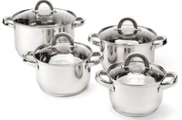 Nouvel ensemble de casseroles en acier inoxydable moderne et écologique 2024 avec couvercle en verre, 6 pièces, doté d'un fond à 3 couches