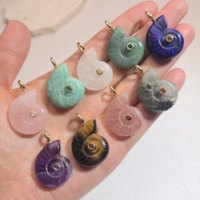 Nouvel Arrivage Pendentif en Pierre Naturelle Coquillage Conque de Forme Circulaire Style Océanique Polyvalent Véritable Charme