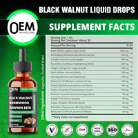 Gouttes liquides de noix noires 15 en 1 avec absinthe graines de citrouille origan ail corossol berbérine Shilajit Ceylan cannelle curcuma