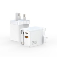 Chargeur rapide USB C GaN 65W, adaptateur mural portable, bloc de charge PD pour iPhone, compatible Samsung, chargeur de voyage pour ordinateur portable