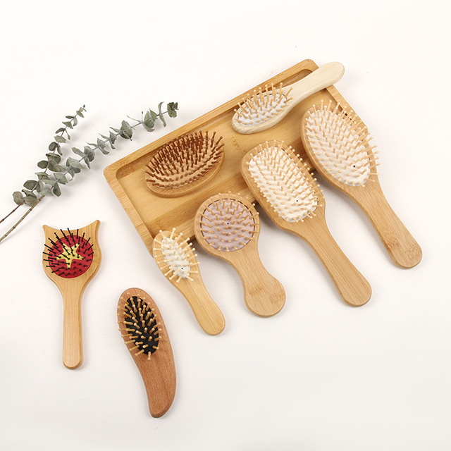 Hot Selling Custom Logo Eco-friendly Bamboo Wood Paddle Brush air Cushion Comb Wholesale Bamboo Hair Brush
