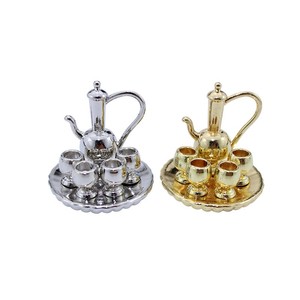 Mini cuisine en alliage métallique 1/6 1/12 maison de poupée jeu de nourriture Simulation Miniature Mini disque service à thé jouet tasse à eau modèle décoration - Product Image 1