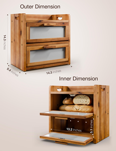Boîte de rangement pour <span class=keywords><strong>pain</strong></span> en bois avec fenêtre transparente, idéale pour la cuisine et les coins de la maison - Offre spéciale - Product Image 1