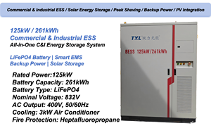 T.y.l 125kw/261kWh bess อุตสาหกรรมสำหรับโรงงานตัดพลังงานสำรอง T.Y.L-125KW พลังงานแสงอาทิตย์/261KWh All-in-one Integrated De - Product Image 5