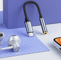 Kabel Audio Headphone Nylon Braid Berkualitas Tinggi, Adaptor AUX USB C Jack, Kabel Earphone Tipe C ke Jack Aux 3.5mm Female