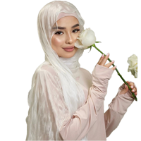 Hijab en polyester chiffon froissé brillant et extensible pour femme, doux, léger, respirant, foulard musulman en soie avec bords élégants