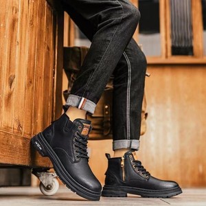 New Men's High-End Chelsea <b>Boots</b> by for Martin Fashionable Business Casual Lace-Up Leather Shoes - Product Image 3